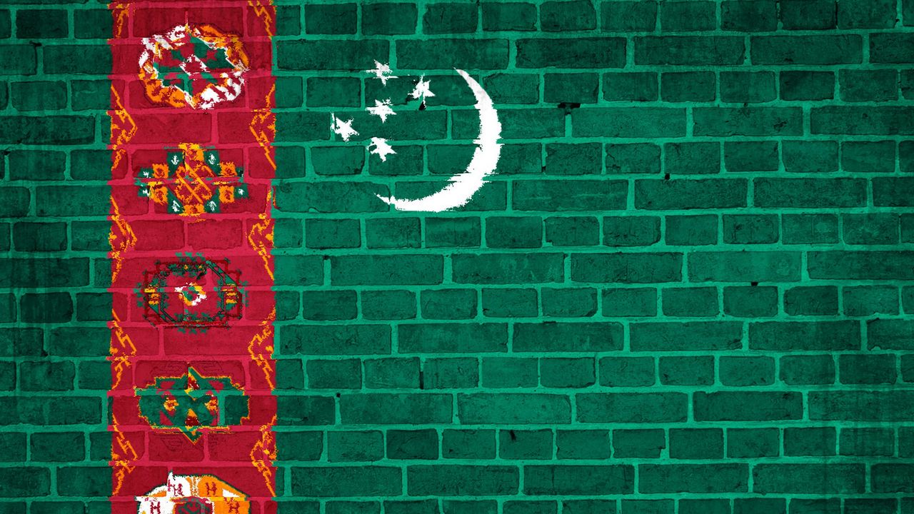 Wallpaper turkmenistan, flag, wall stones