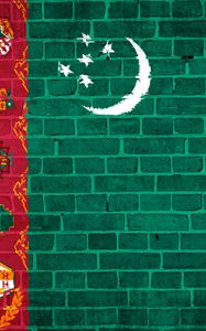 Preview wallpaper turkmenistan, flag, wall stones