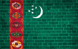 Preview wallpaper turkmenistan, flag, wall stones