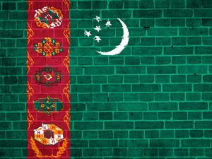 Preview wallpaper turkmenistan, flag, wall stones