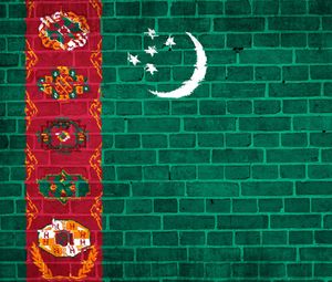 Preview wallpaper turkmenistan, flag, wall stones