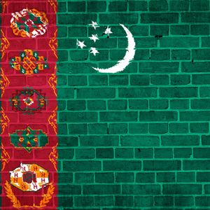 Preview wallpaper turkmenistan, flag, wall stones