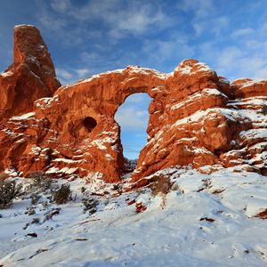 Preview wallpaper turret arch, relief, snow, nature