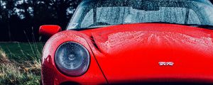 Preview wallpaper tvr, car, sportscar, red, wet, front view