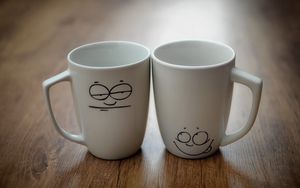 Preview wallpaper two cups, mood, smiley face