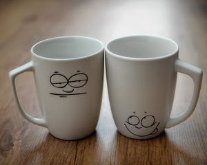 Preview wallpaper two cups, mood, smiley face