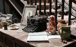 Preview wallpaper typewriter, background, dust