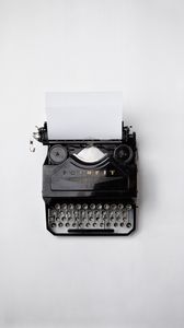 Preview wallpaper typewriter, keys, paper, retro, black and white