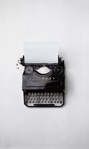 Preview wallpaper typewriter, keys, paper, retro, black and white