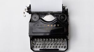 Preview wallpaper typewriter, keys, paper, retro, black and white