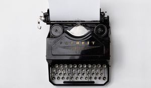 Preview wallpaper typewriter, keys, paper, retro, black and white