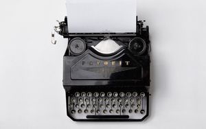 Preview wallpaper typewriter, keys, paper, retro, black and white