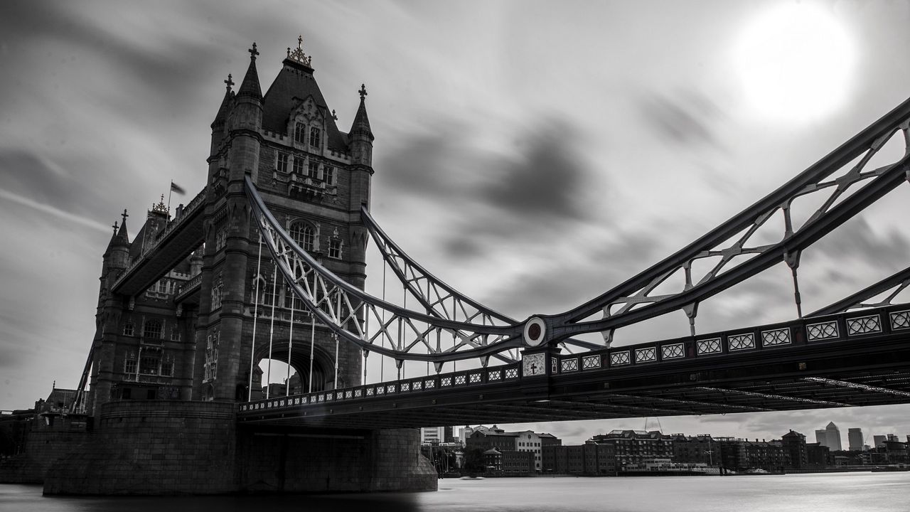 Wallpaper uk, tower bridge, london, black white