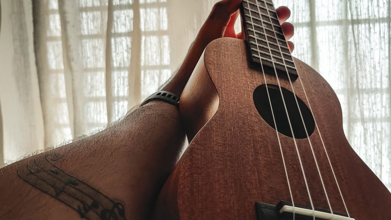 Wallpaper ukulele, guitar, strings, music, hand, window