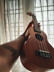 Preview wallpaper ukulele, guitar, strings, music, hand, window