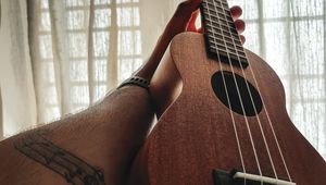 Preview wallpaper ukulele, guitar, strings, music, hand, window