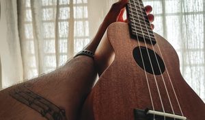 Preview wallpaper ukulele, guitar, strings, music, hand, window