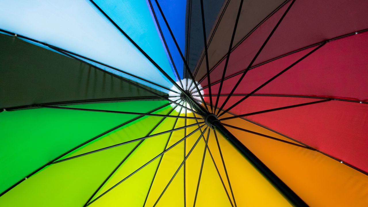 Wallpaper umbrella, colorful, bright, design, mechanism