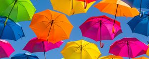 Preview wallpaper umbrella, colorful, positive, sky, rainbow, bright