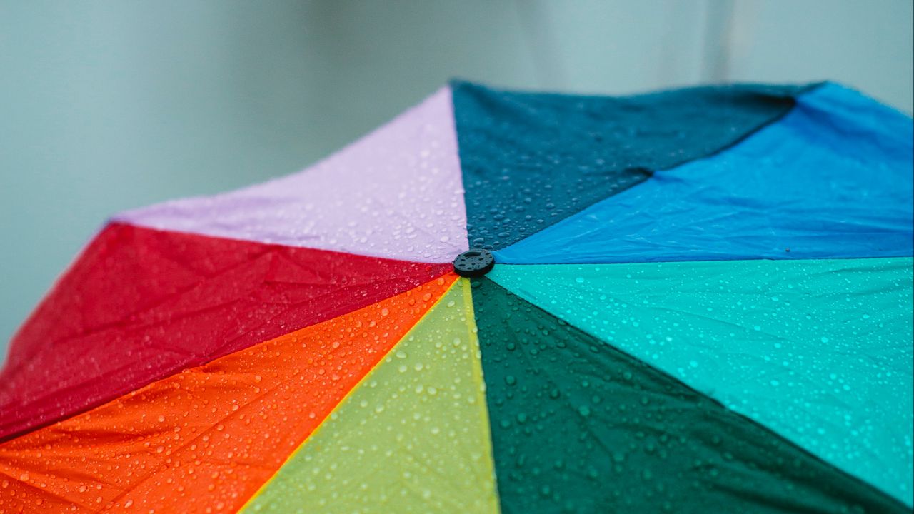 Wallpaper umbrella, colorful, rain, drops