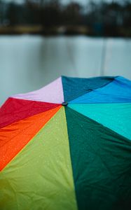 Preview wallpaper umbrella, colorful, rain, drops