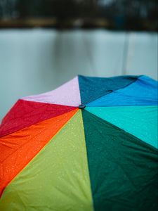 Preview wallpaper umbrella, colorful, rain, drops