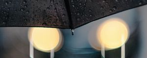 Preview wallpaper umbrella, drops, rain, glare, bokeh