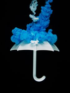 Preview wallpaper umbrella, paint, liquid, clots, blue