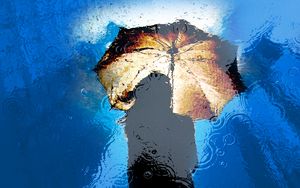 Preview wallpaper umbrella, rain, reflection, puddle