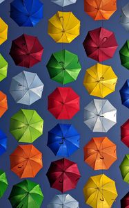 Preview wallpaper umbrellas, colorful, bright, bottom view