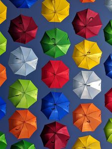 Preview wallpaper umbrellas, colorful, bright, bottom view