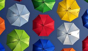 Preview wallpaper umbrellas, colorful, bright, bottom view