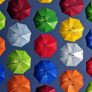 Preview wallpaper umbrellas, colorful, bright, bottom view