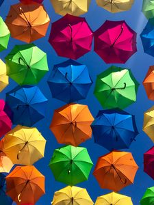 Preview wallpaper umbrellas, colorful, sky, sunny