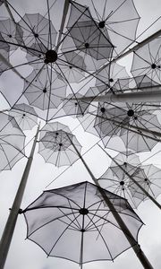 Preview wallpaper umbrellas, decoration, bw, gray
