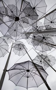 Preview wallpaper umbrellas, decoration, bw, gray