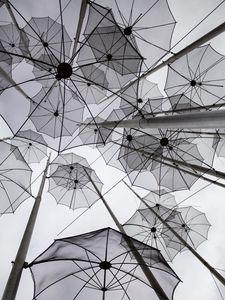 Preview wallpaper umbrellas, decoration, bw, gray