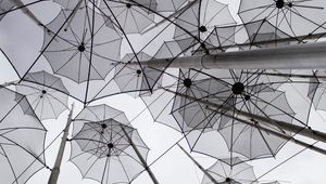 Preview wallpaper umbrellas, decoration, bw, gray