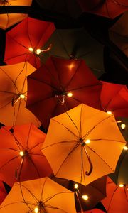 Preview wallpaper umbrellas, flashlights, lamps, glow