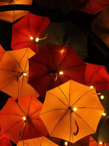 Preview wallpaper umbrellas, flashlights, lamps, glow