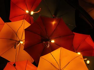 Preview wallpaper umbrellas, flashlights, lamps, glow