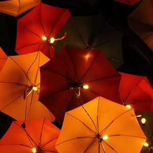 Preview wallpaper umbrellas, flashlights, lamps, glow