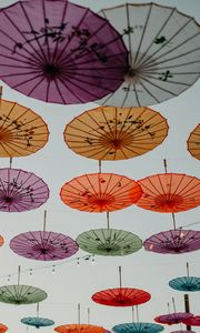 Preview wallpaper umbrellas, garlands, decoration, colorful