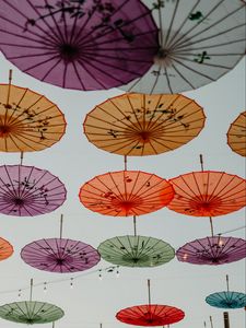 Preview wallpaper umbrellas, garlands, decoration, colorful