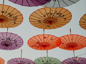 Preview wallpaper umbrellas, garlands, decoration, colorful