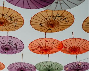 Preview wallpaper umbrellas, garlands, decoration, colorful