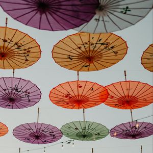 Preview wallpaper umbrellas, garlands, decoration, colorful