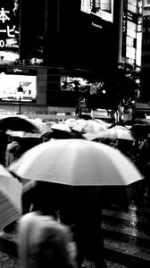 Preview wallpaper umbrellas, street, bw