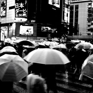 Preview wallpaper umbrellas, street, bw