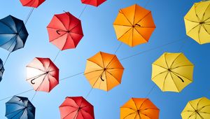 Preview wallpaper umbrellas, umbrella, colorful, sky